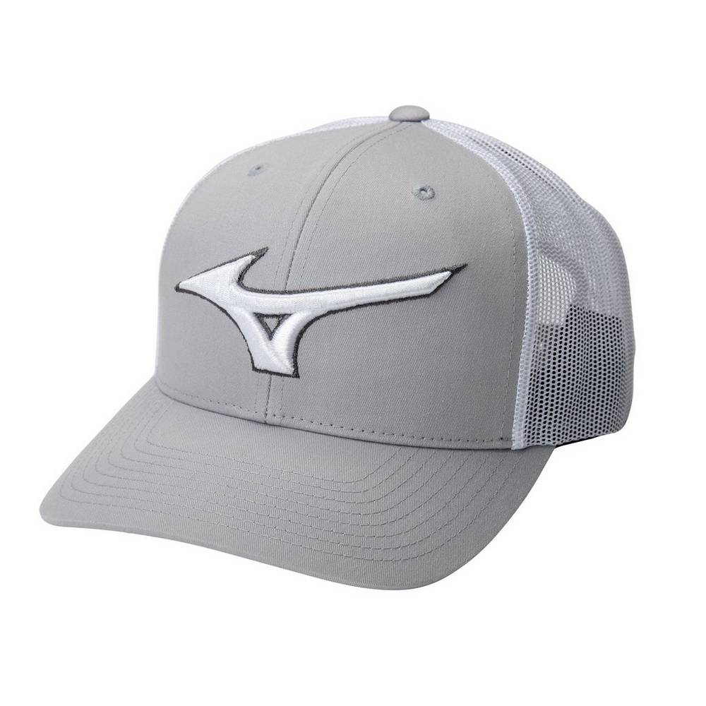 Mizuno Men's Diamond Trucker Baseball Hat Grey/White (370273-VAB)